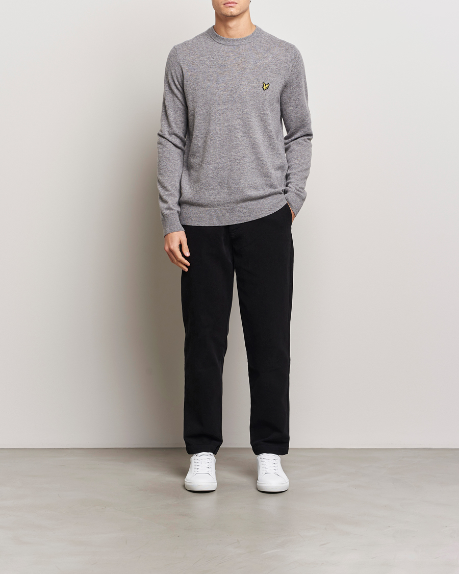 Men | Sweaters & Knitwear | Lyle & Scott | Lambswool Crew Neck Pullover Mid Grey Marl