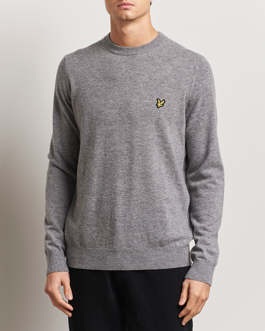 Men | Sweaters & Knitwear | Lyle & Scott | Lambswool Crew Neck Pullover Mid Grey Marl