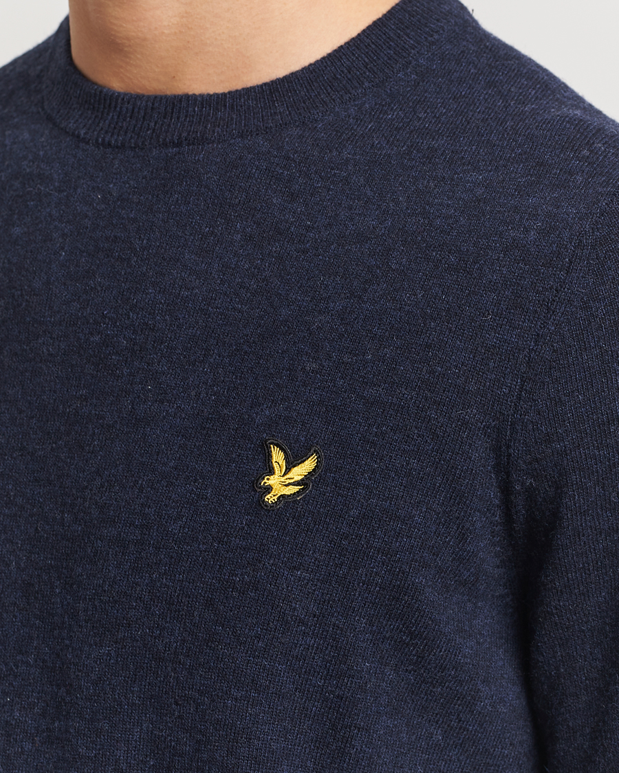 Men | Sweaters & Knitwear | Lyle & Scott | Lambswool Crew Neck Pullover Dark Navy Marl