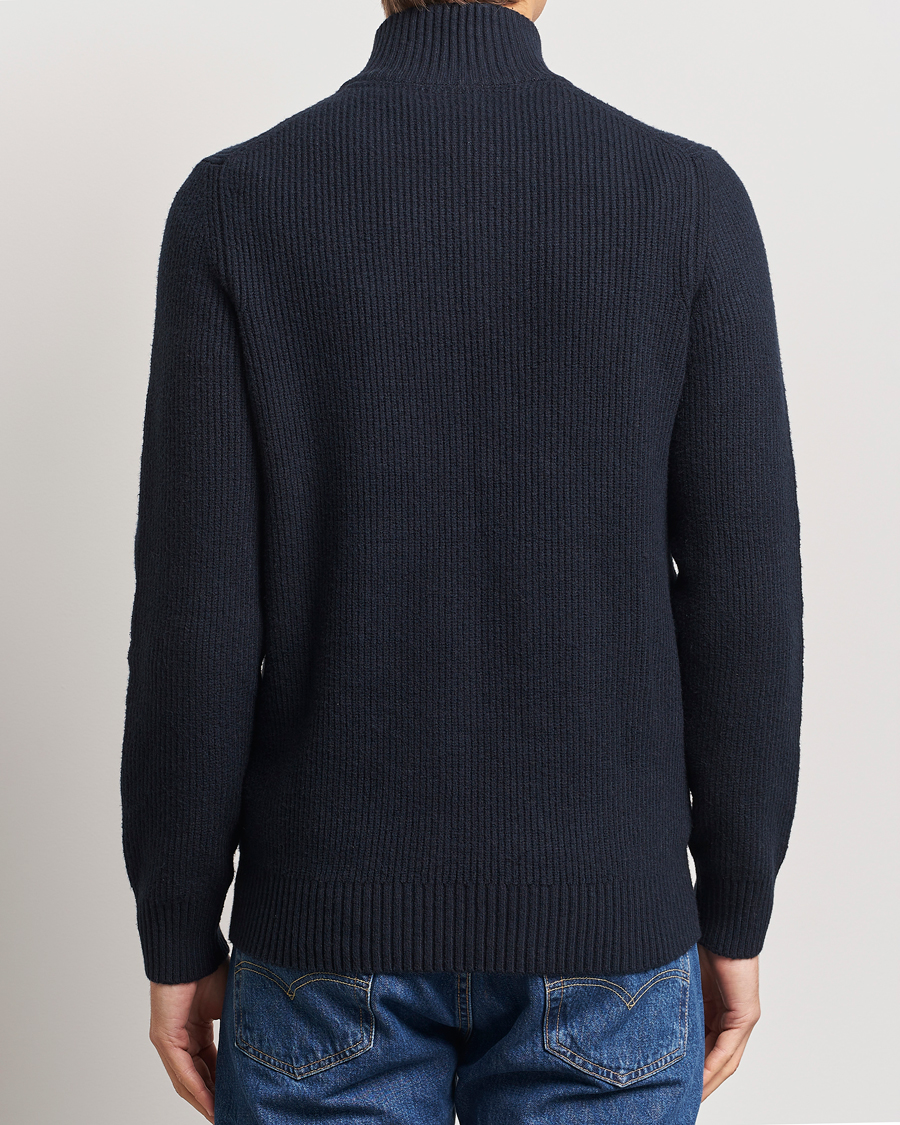 Men | Sweaters & Knitwear | Lyle & Scott | Shaker Stitch Half Zip Dark Navy