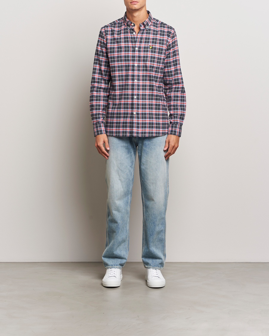 Men | Shirts | Lyle & Scott | Checked Flannel Shirt Blue Smoke