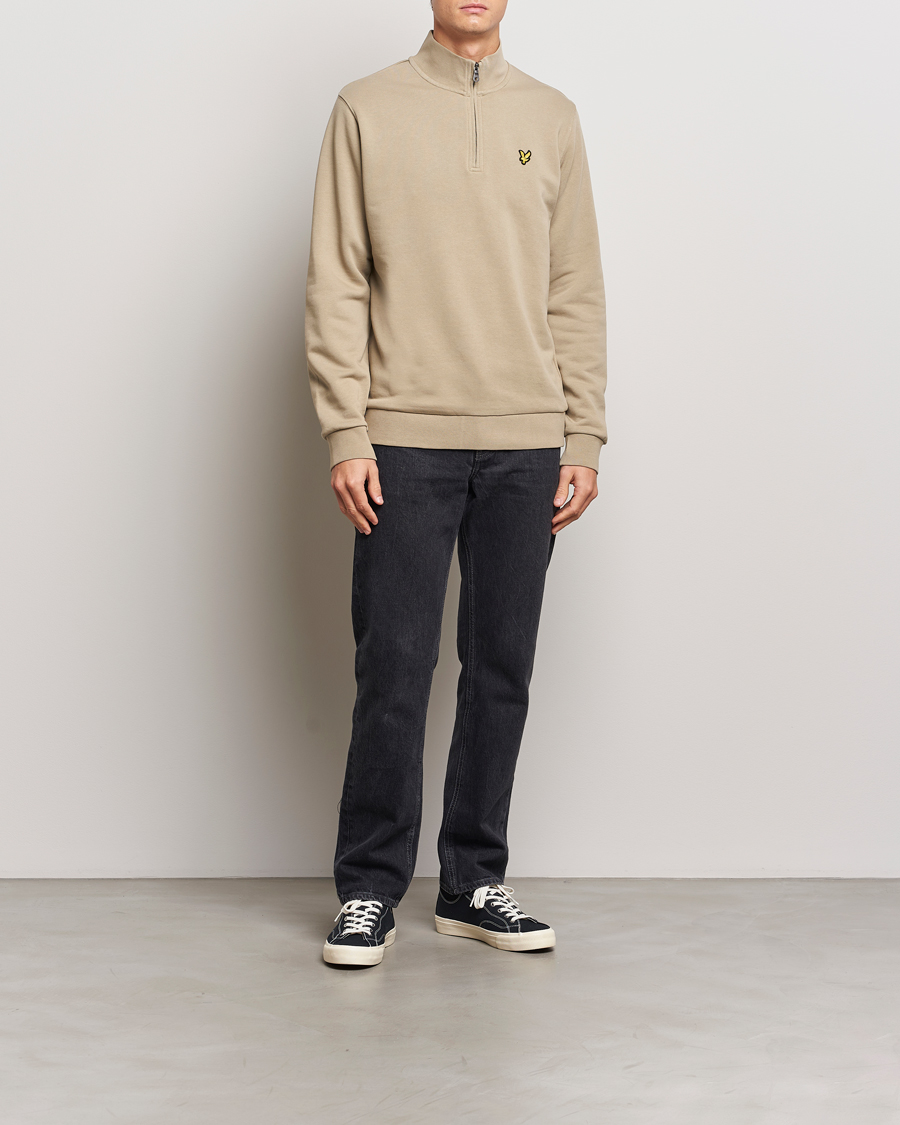 Lyle & Scott Loopback Half Zip Sweater Sage Uniform at