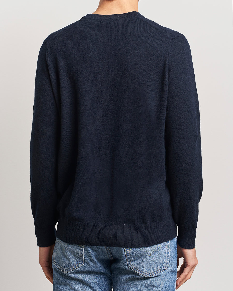 Men | Sweaters & Knitwear | Lyle & Scott | Tonal Eagle Lambswool Crew Neck Dark Navy