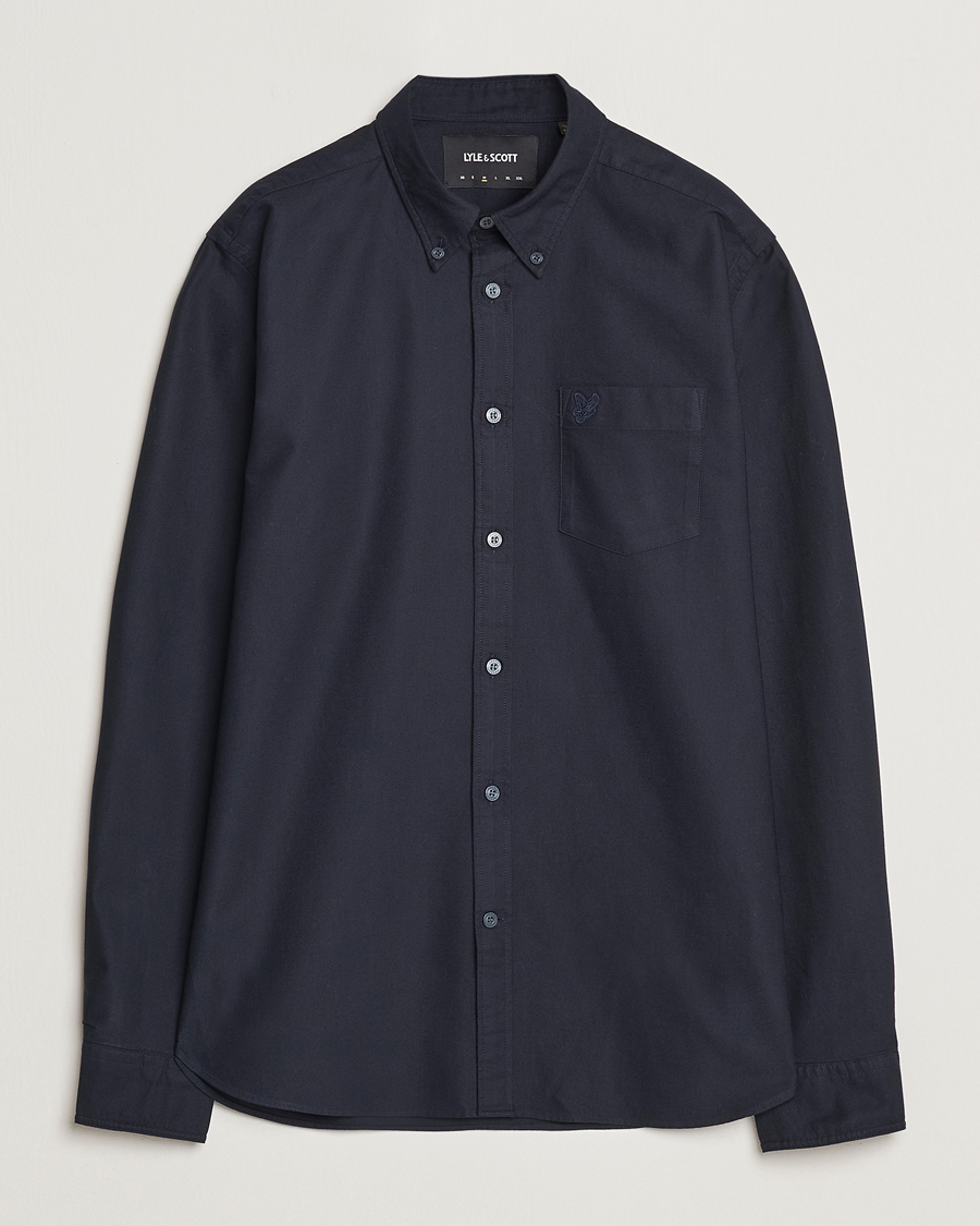 Men | Shirts | Lyle & Scott | Tonal Eagle Plain Oxford Shirt Dark Navy