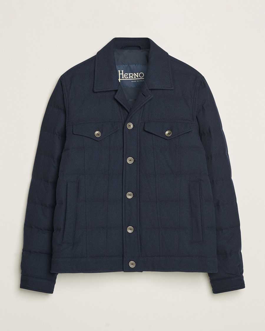 Men | Coats & Jackets | Herno | Cashmere Down Biker Jacket Navy