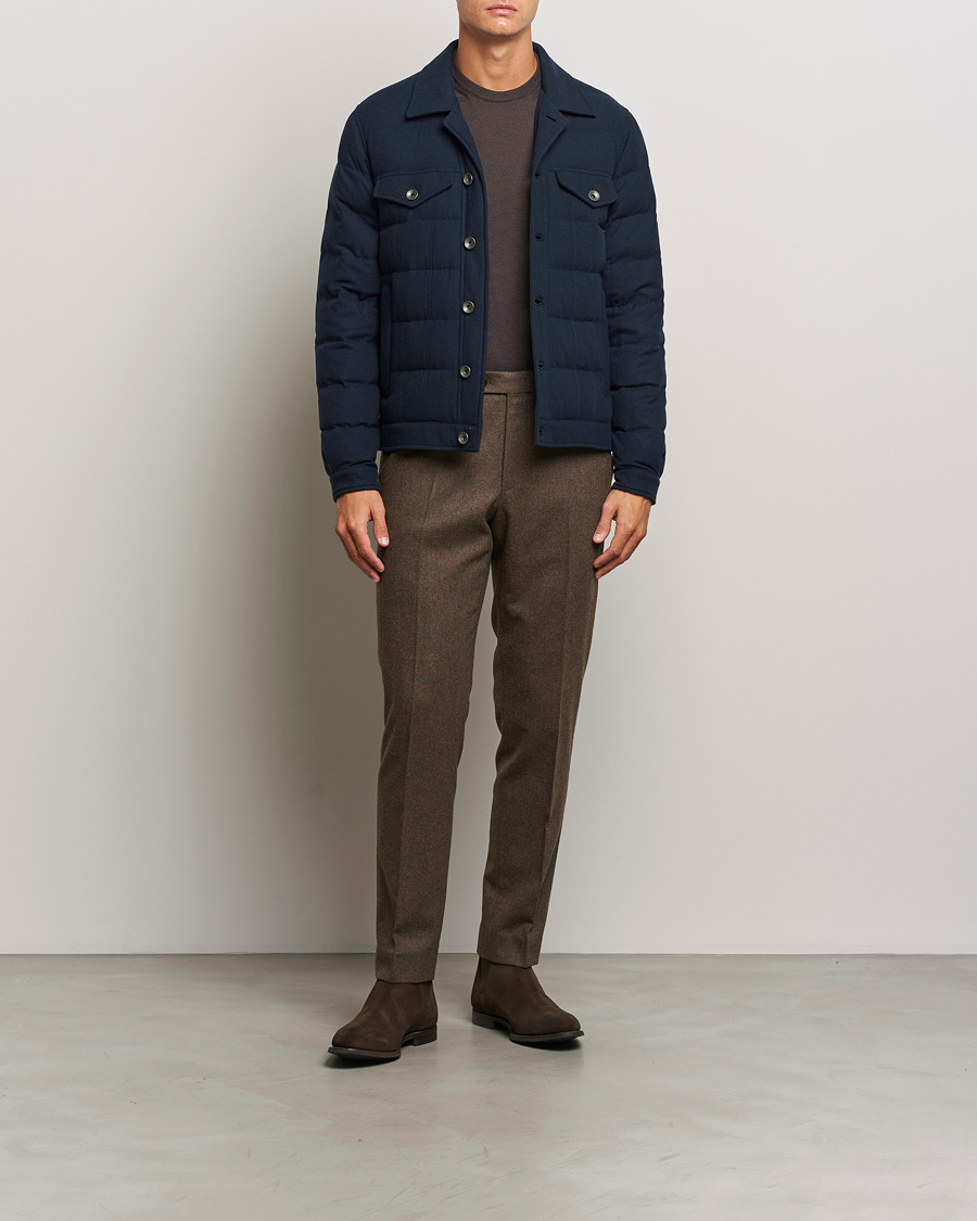 Men | Coats & Jackets | Herno | Cashmere Down Biker Jacket Navy