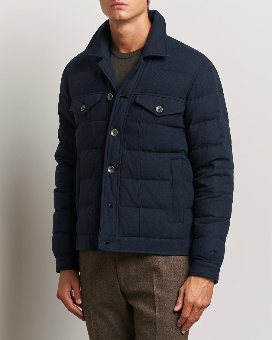 Men | Coats & Jackets | Herno | Cashmere Down Biker Jacket Navy