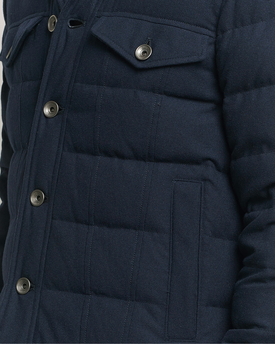 Herno Cashmere Down Biker Jacket Navy at CareOfCarl.com