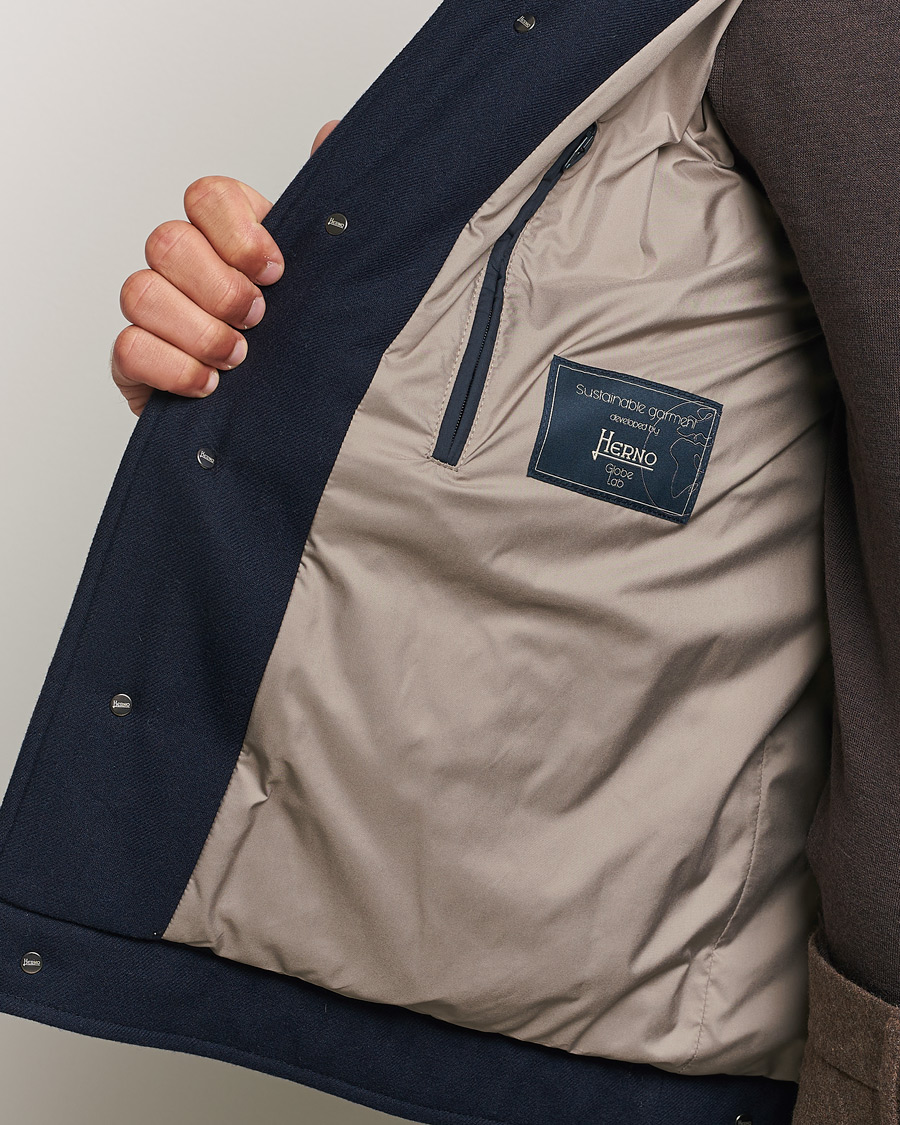 Men | Coats & Jackets | Herno | Cashmere Down Biker Jacket Navy