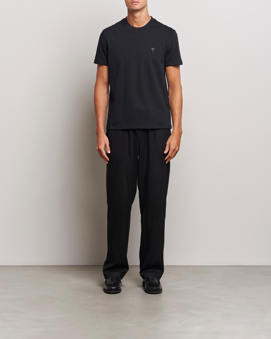 Men | T-Shirts | AMI | Tonal Heart Logo T-Shirt Black
