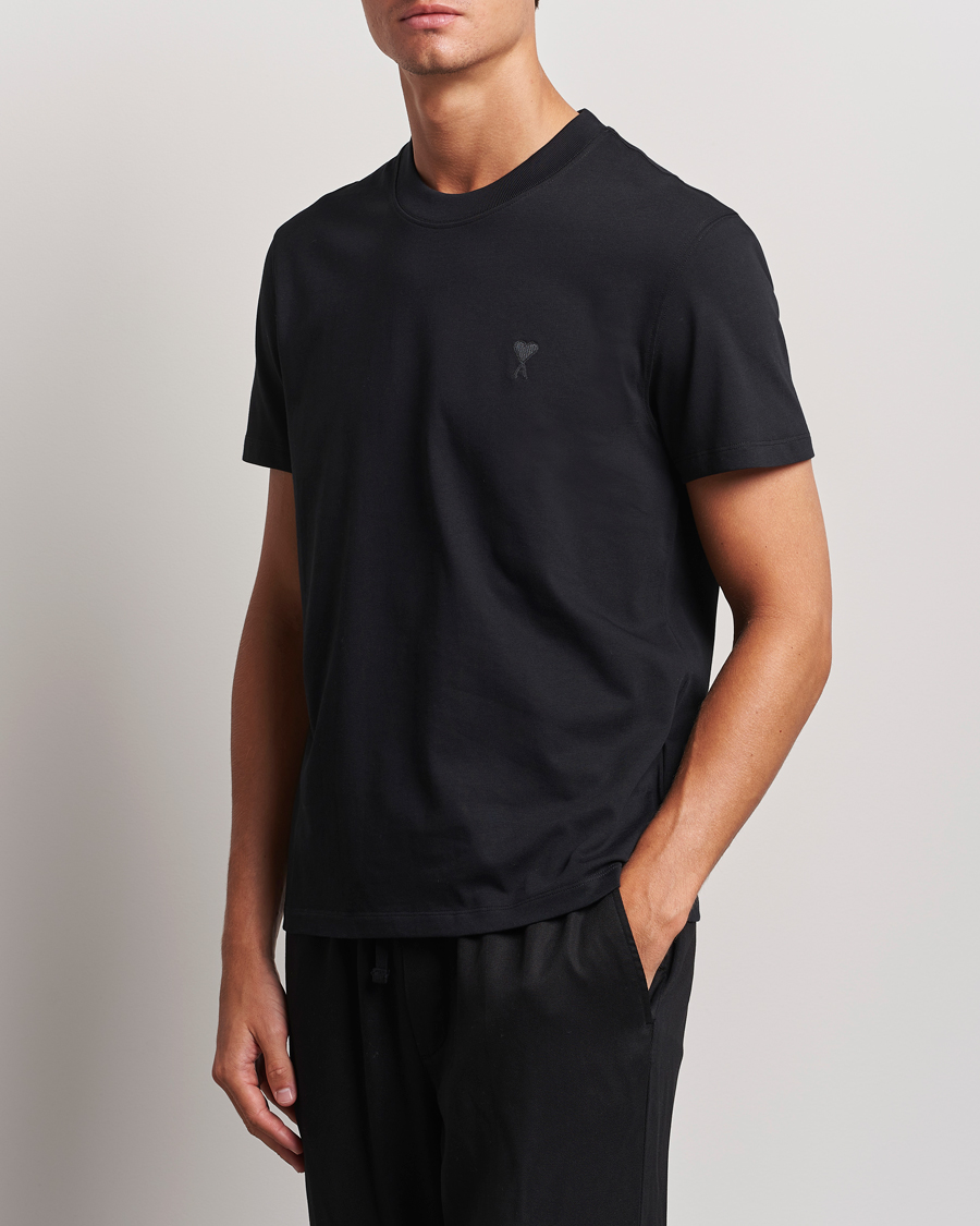 Men | T-Shirts | AMI | Tonal Heart Logo T-Shirt Black