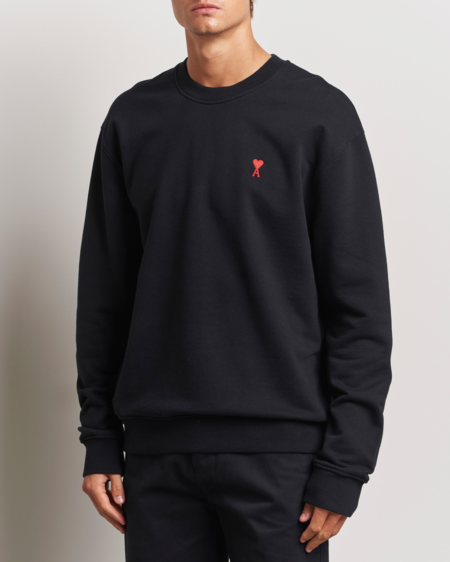 Men | Sweaters & Knitwear | AMI | Heart Logo Sweatshirt Black