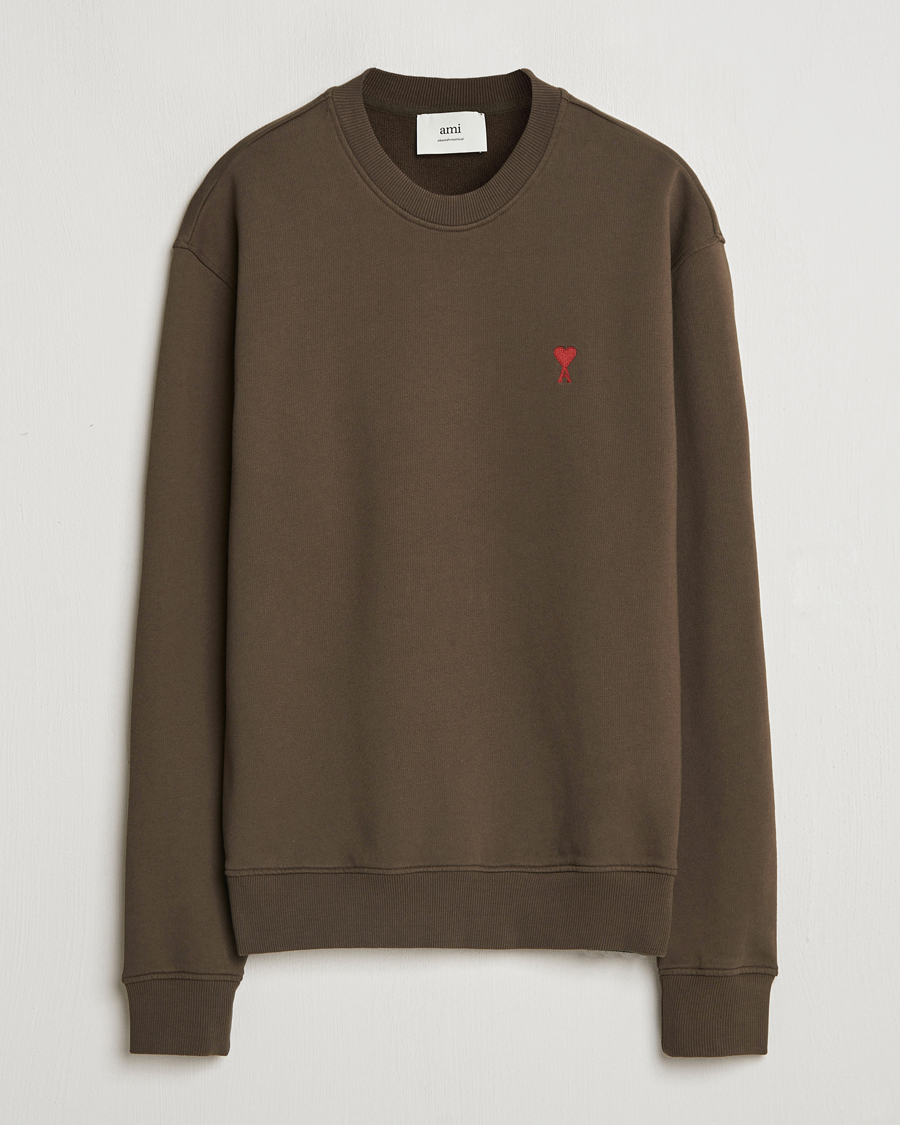 Men | Sweaters & Knitwear | AMI | Heart Logo Sweatshirt Dark Coffee