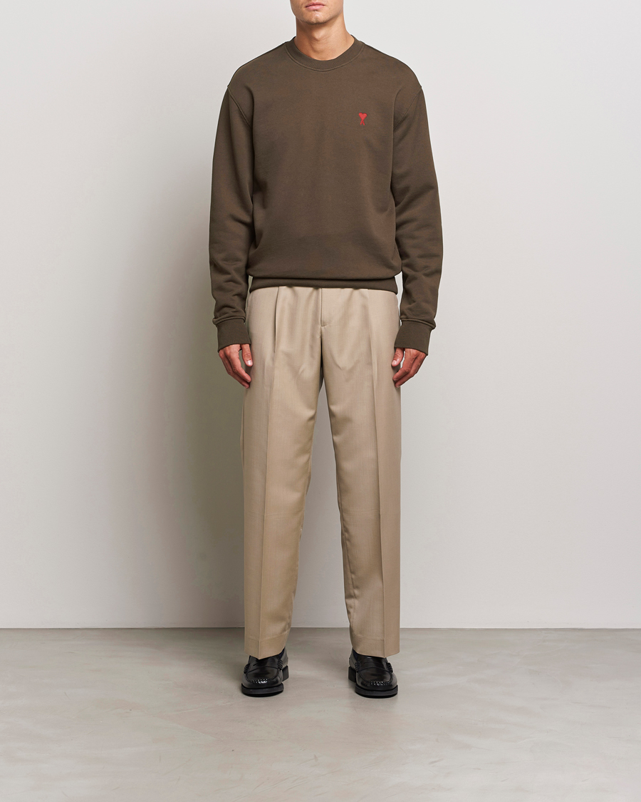 Men | Sweaters & Knitwear | AMI | Heart Logo Sweatshirt Dark Coffee