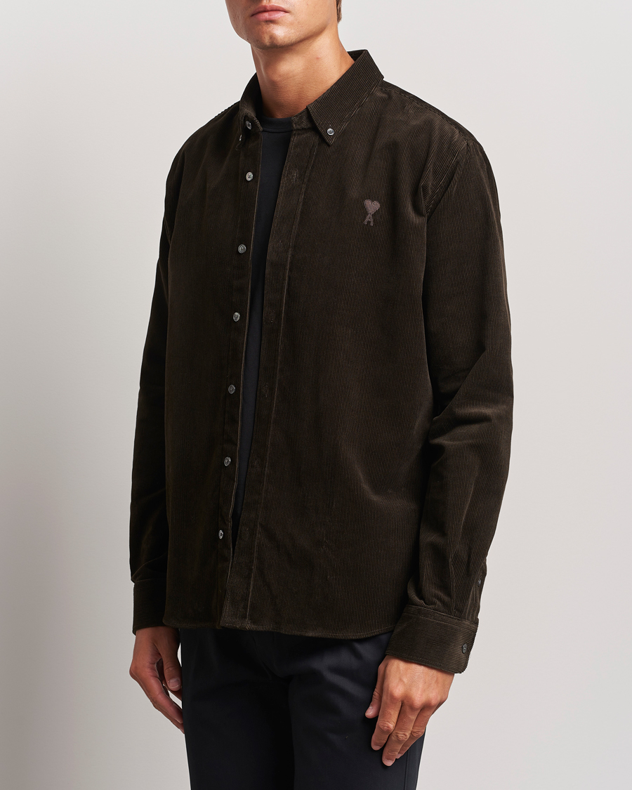 Men | Shirts | AMI | Classic Fit Corduroy Shirt Dark Coffee