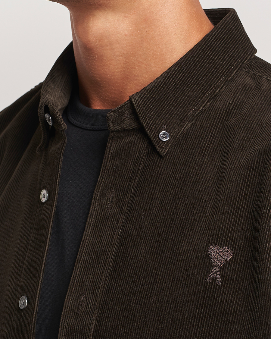 Men | Shirts | AMI | Classic Fit Corduroy Shirt Dark Coffee