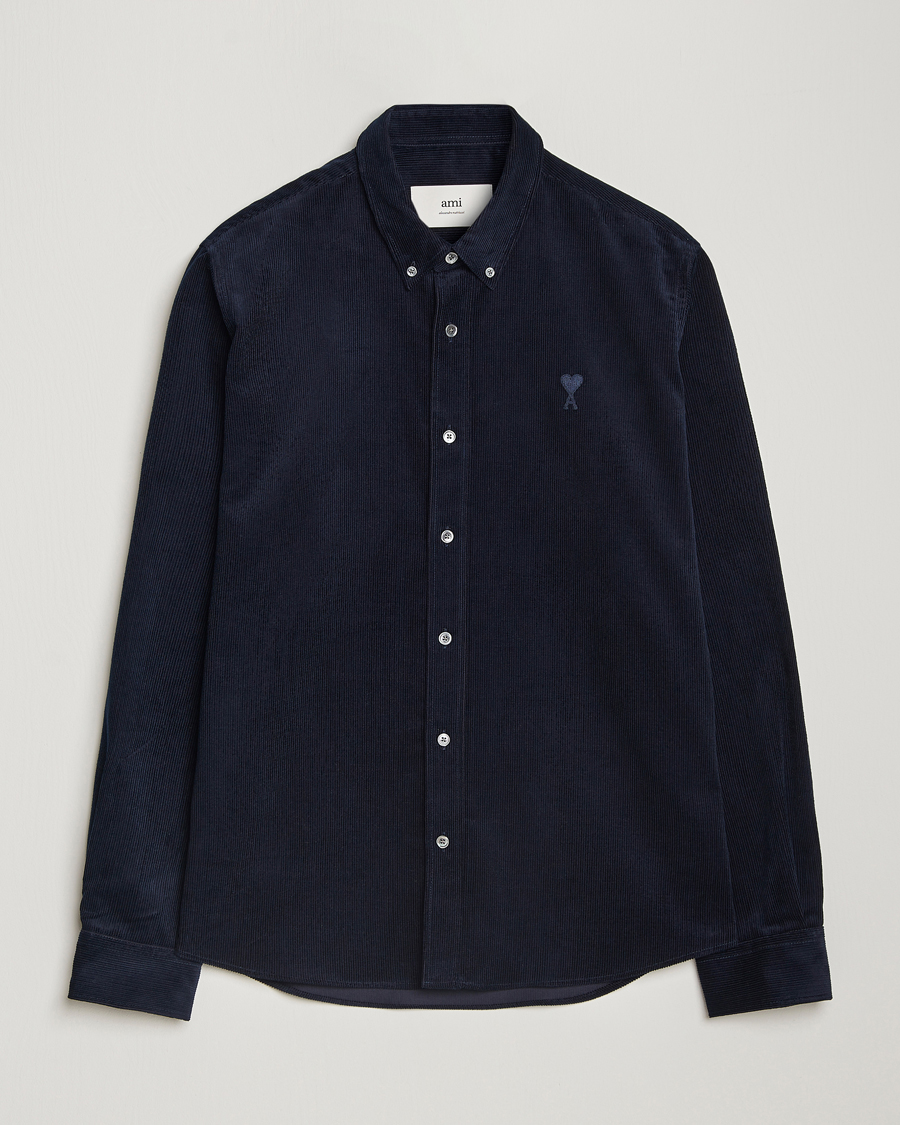 Men | Shirts | AMI | Classic Fit Corduroy Shirt Navy
