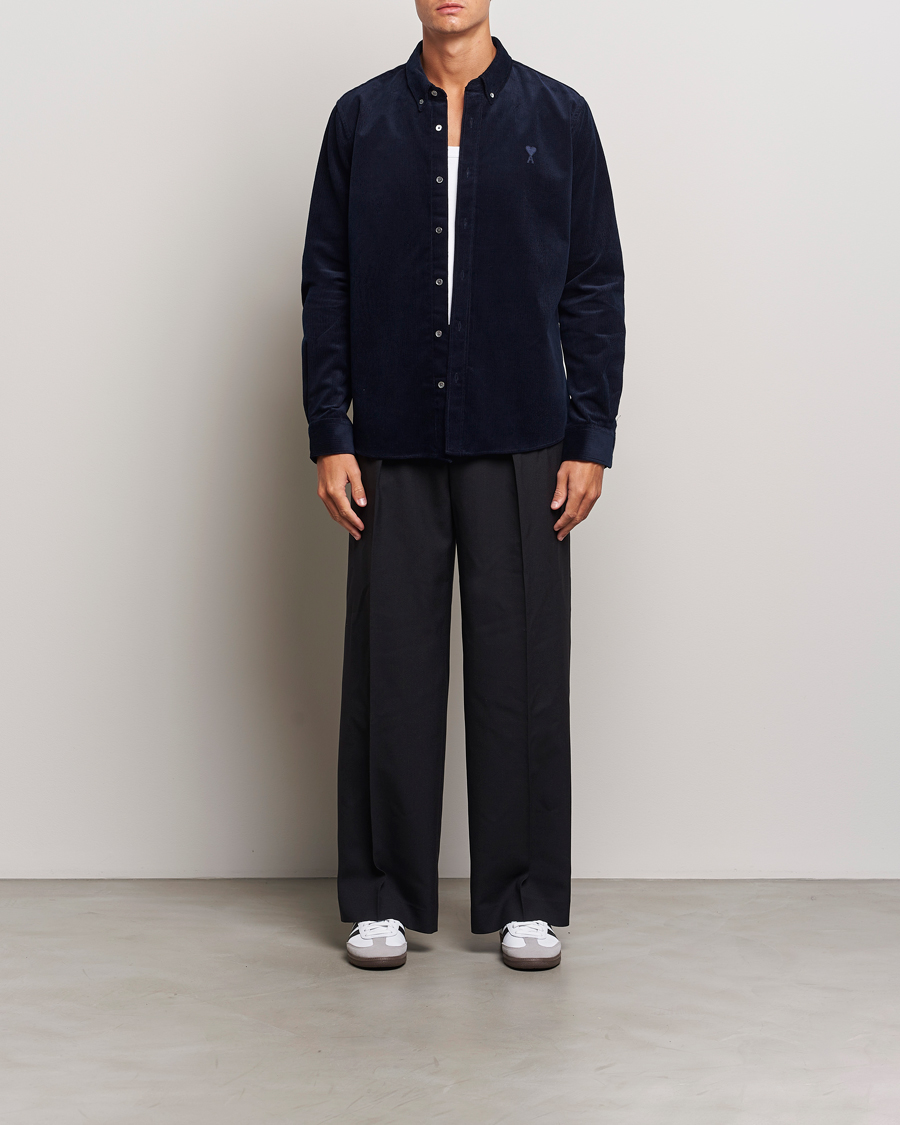 Men | Shirts | AMI | Classic Fit Corduroy Shirt Navy