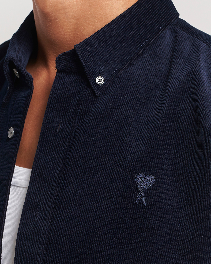 Men | Shirts | AMI | Classic Fit Corduroy Shirt Navy