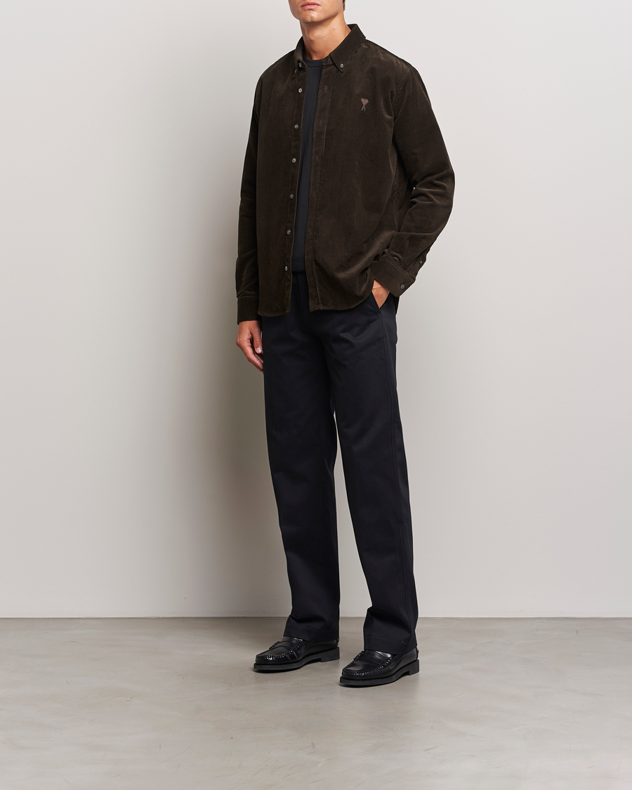 Men | Trousers | AMI | Straight Fit Chino Trousers Black