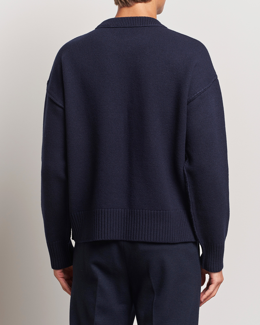 Men | Sweaters & Knitwear | AMI | Big Heart Logo Crew Neck Navy