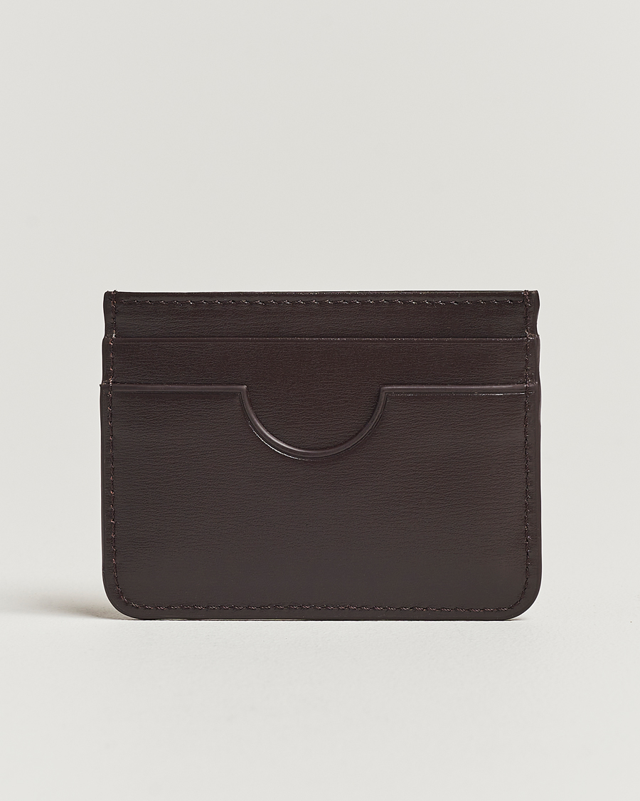 Men | AMI Tonal Logo Leather Cardholder Dark Coffee | AMI | Tonal Logo Leather Cardholder Dark Coffee
