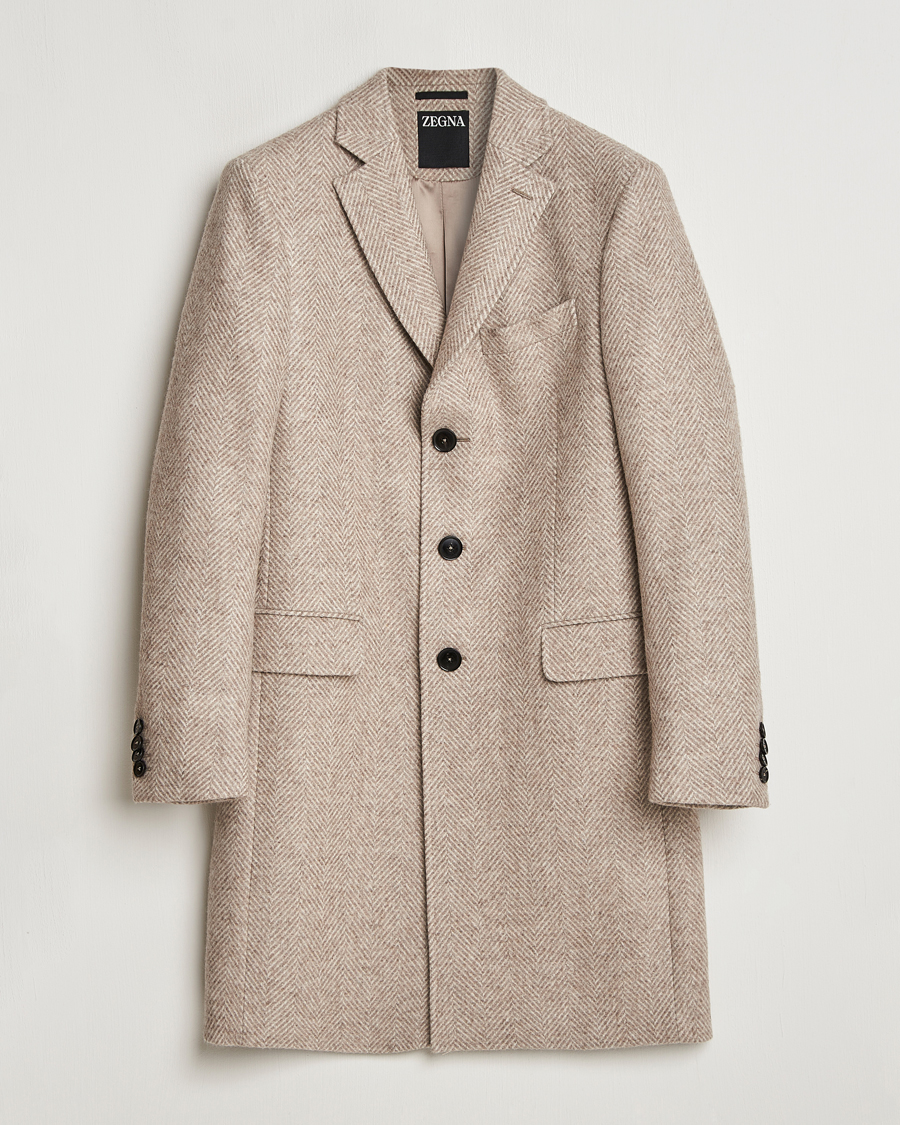 Men | Coats & Jackets | Zegna | Wool/Cashmere Double Breasted Coat Beige