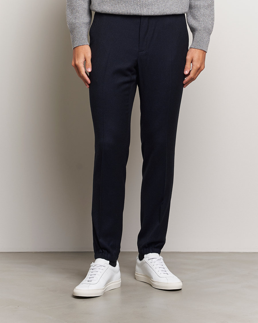 Zegna Techmerino Flannel Drawstring Pants Navy at CareOfCarl.com