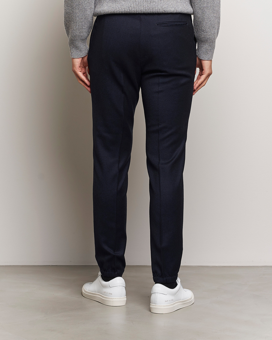 Zegna Techmerino Flannel Drawstring Pants Navy at CareOfCarl.com