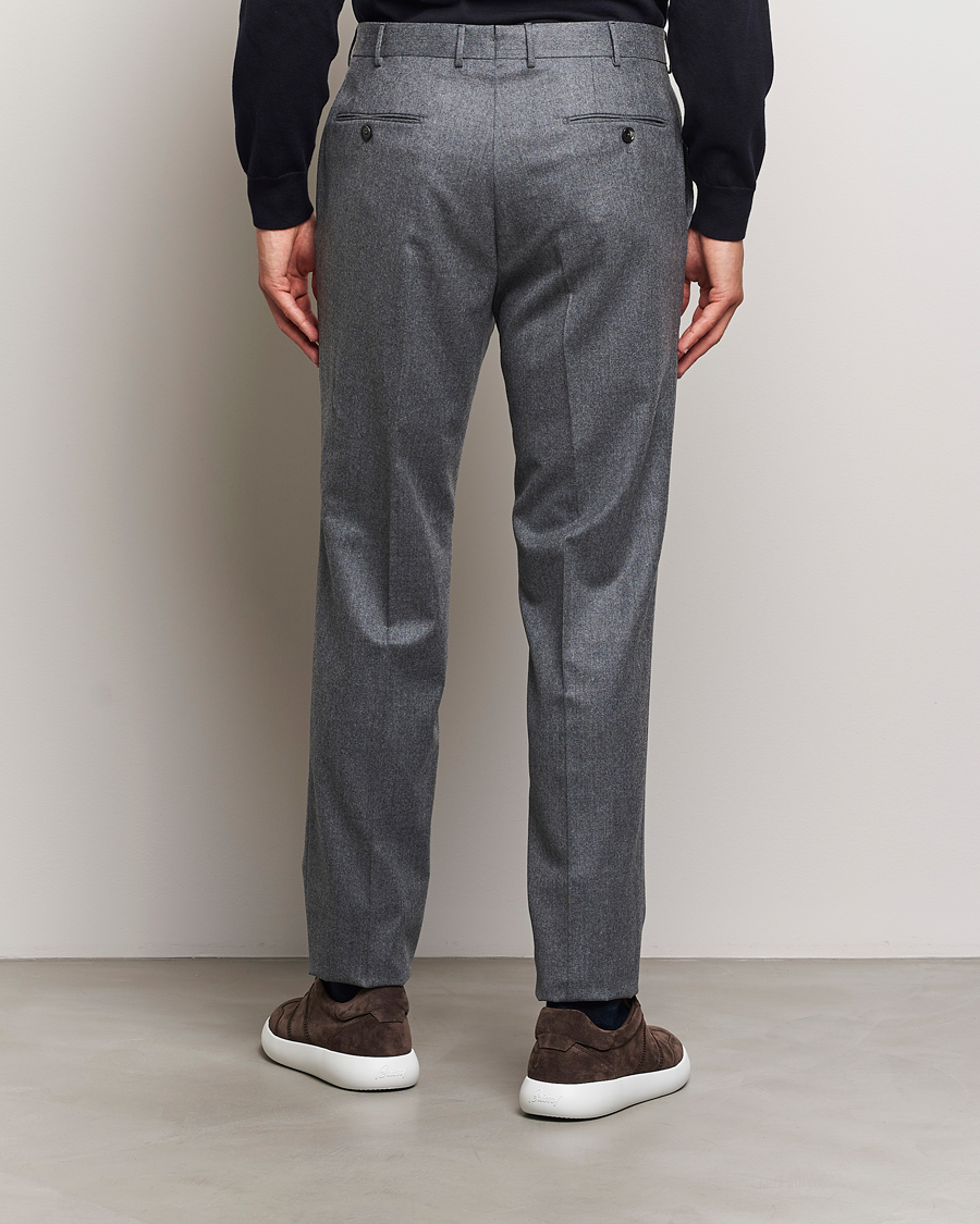 Men | Trousers | Zegna | Carded Flannel Trousers Grey Melange