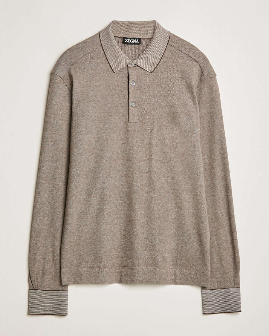 Men | Sweaters & Knitwear | Zegna | Soft Cotton Long Sleeve Polo Beige
