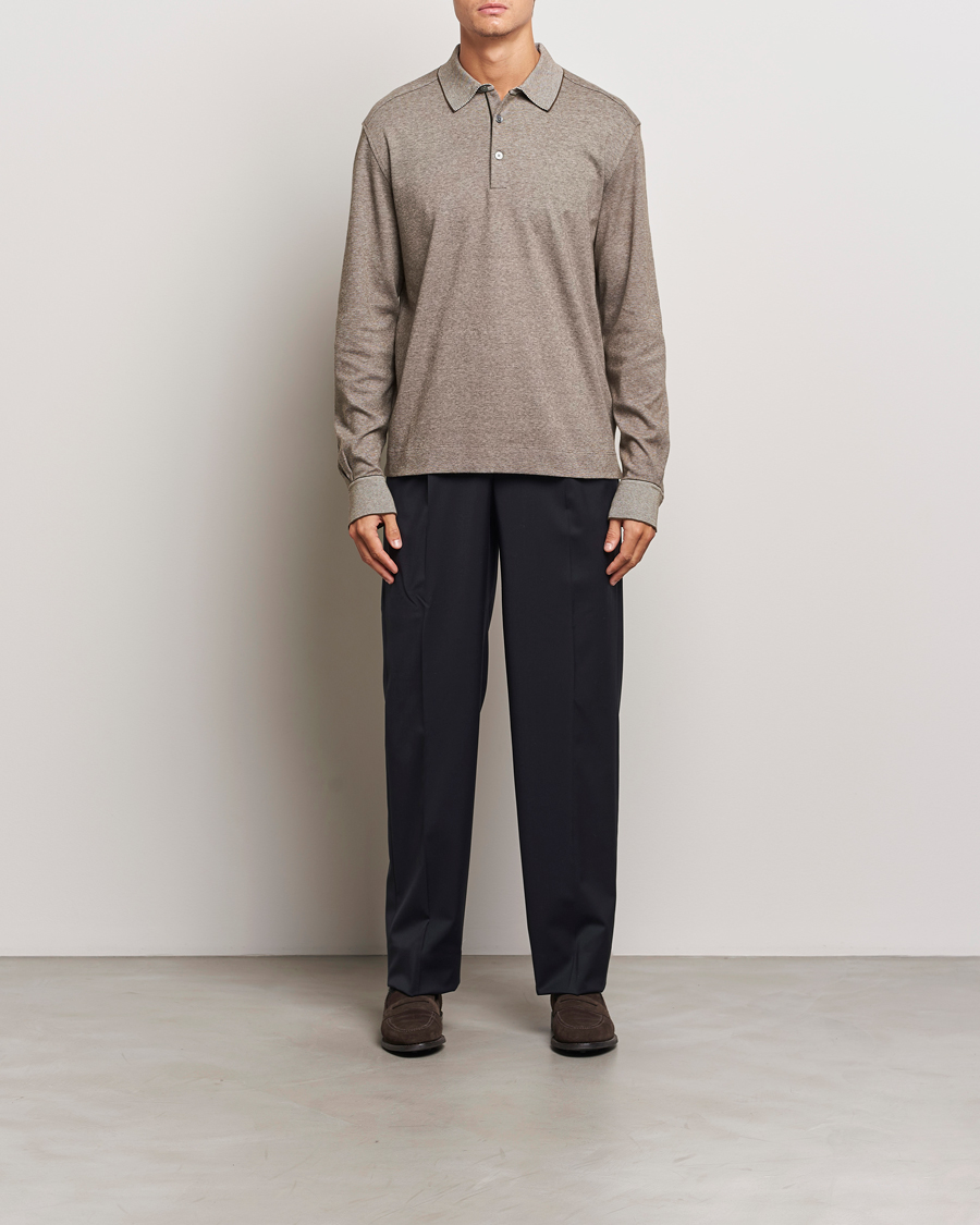 Men | Sweaters & Knitwear | Zegna | Soft Cotton Long Sleeve Polo Beige