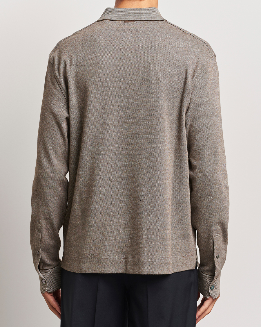 Men | Sweaters & Knitwear | Zegna | Soft Cotton Long Sleeve Polo Beige