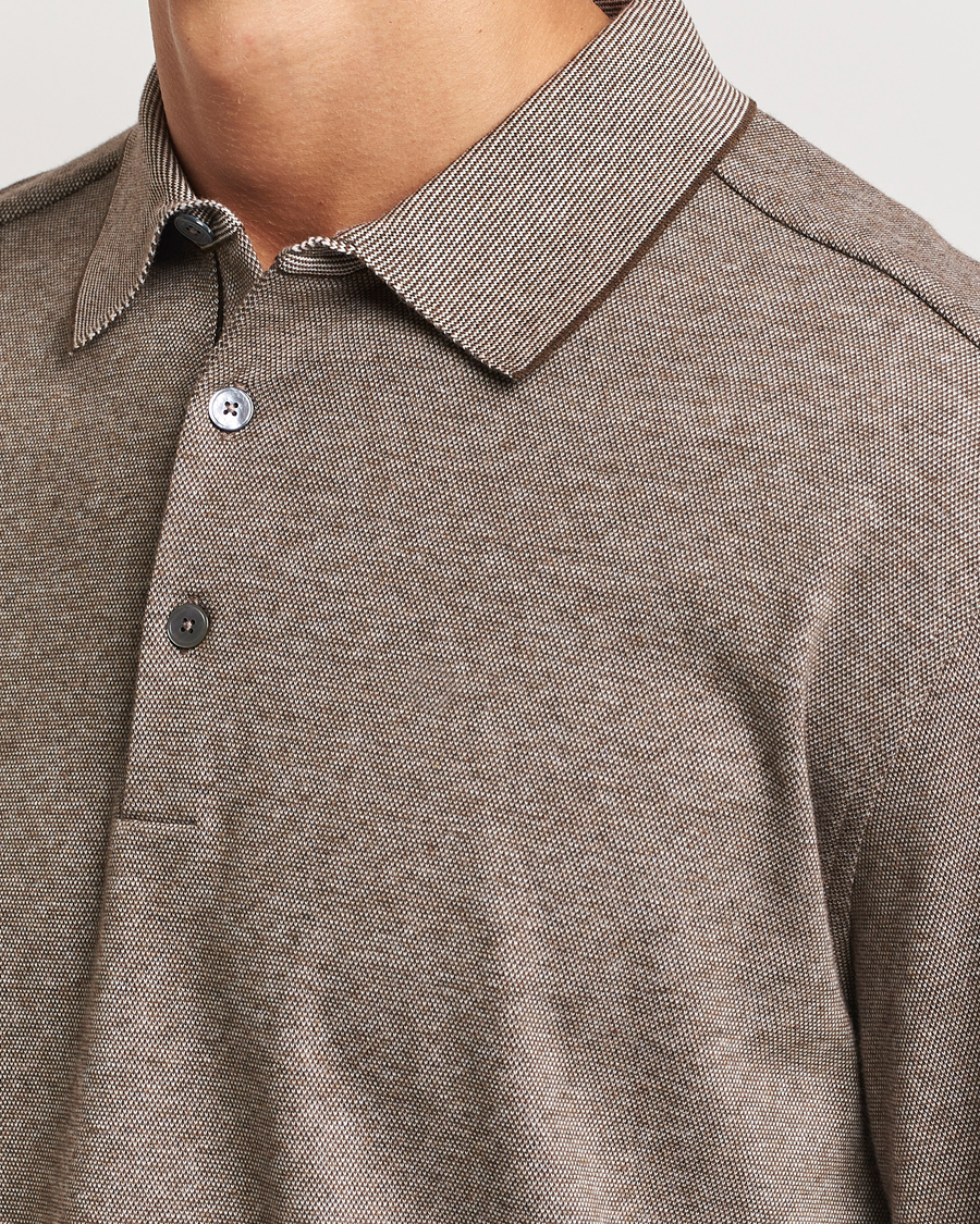 Men | Sweaters & Knitwear | Zegna | Soft Cotton Long Sleeve Polo Beige