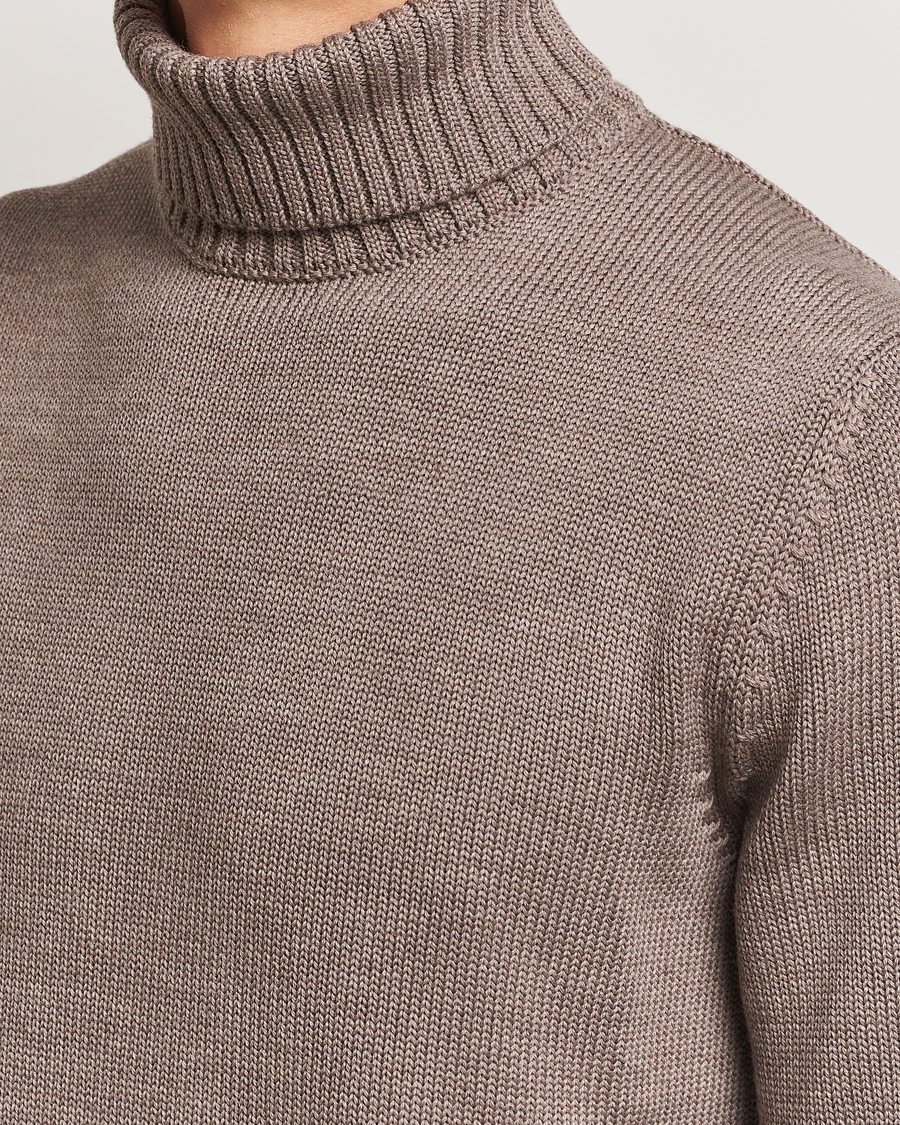 Zanone Virgin Merino Wool Rollneck Taupe at CareOfCarl.com