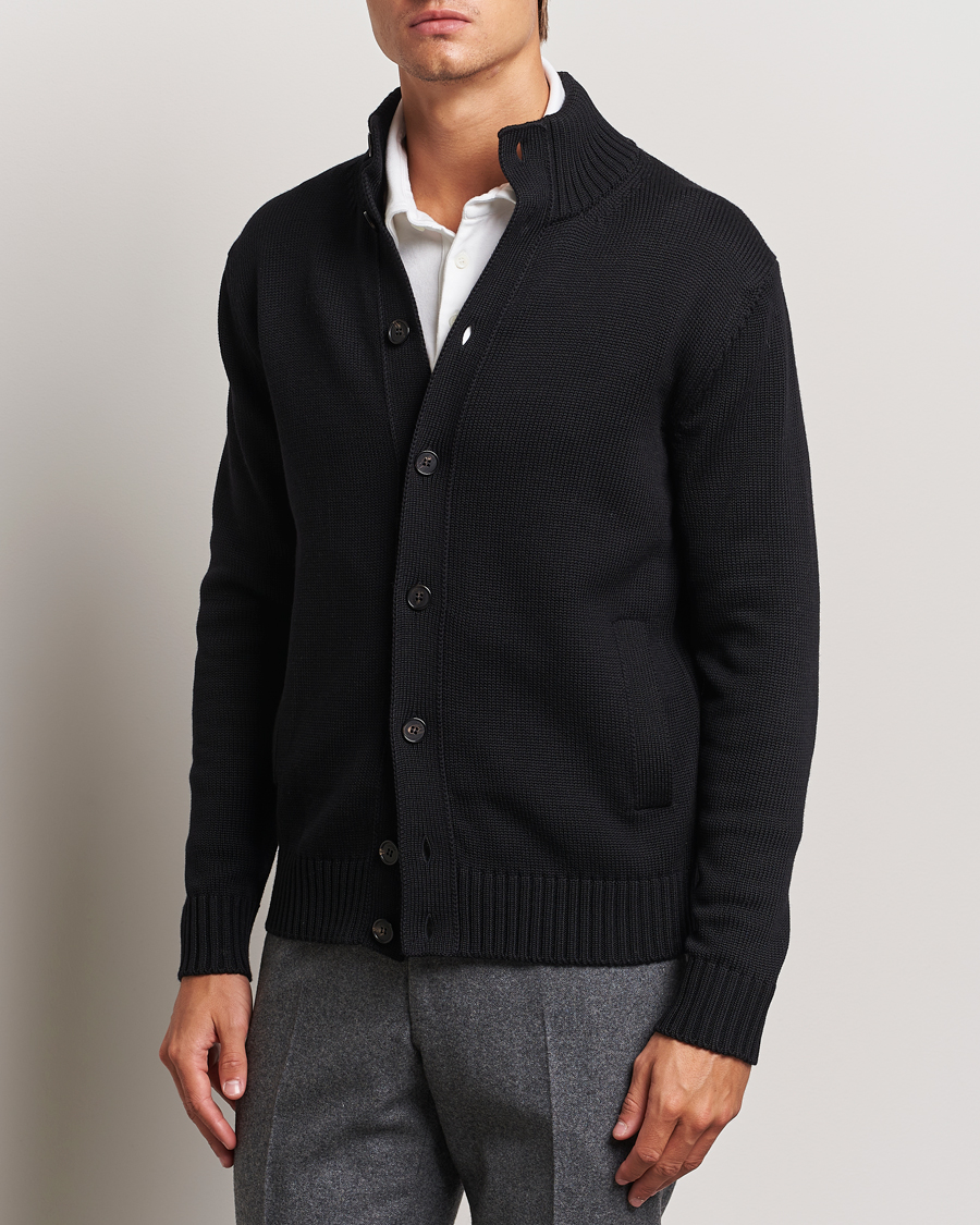Men | Sweaters & Knitwear | Zanone | Virgin Merino Wool Chioto Cardigan Black
