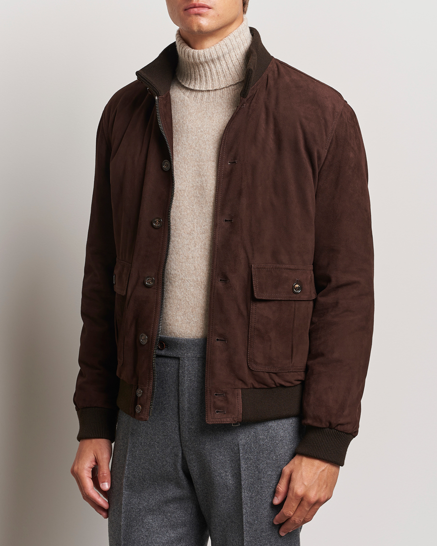 Men | Coats & Jackets | Valstar | Goose Down Valstarino Dark Brown Suede