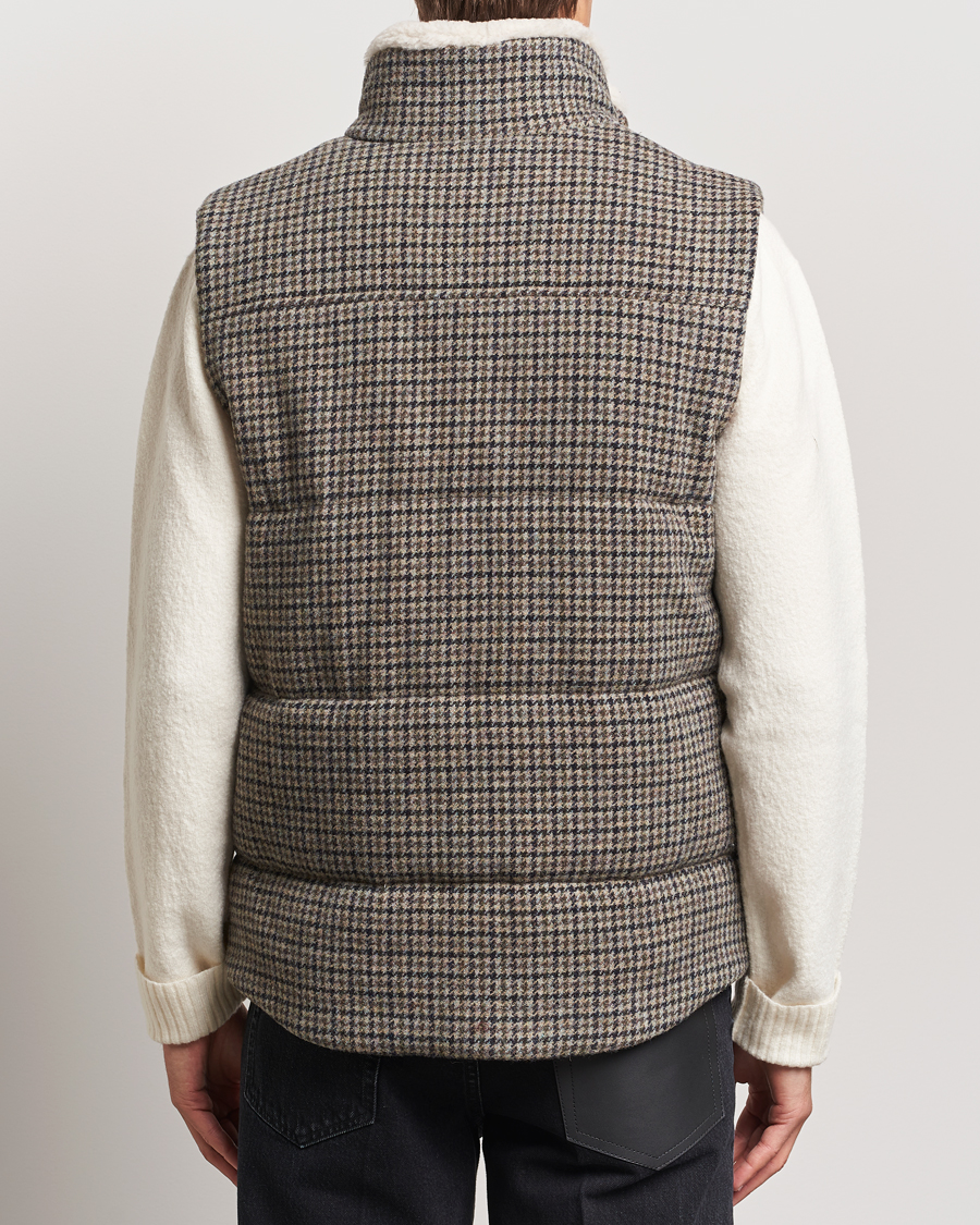 Men | Coats & Jackets | Valstar | Shearling Collar Down Vest Grey Houndstooth