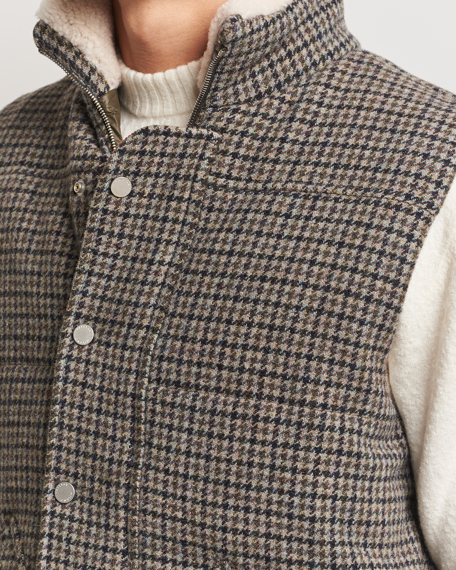 Men | Coats & Jackets | Valstar | Shearling Collar Down Vest Grey Houndstooth