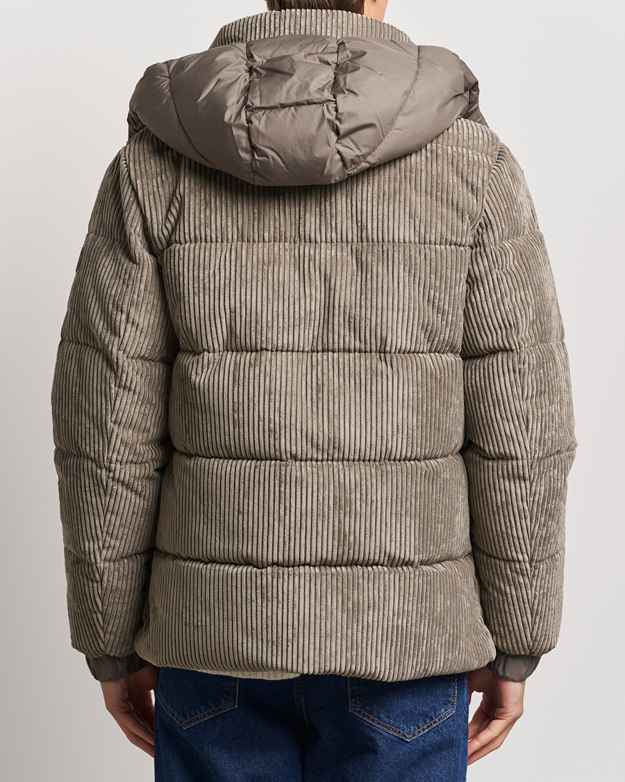 Men | Coats & Jackets | Save The Duck | Albus Cord Padded Puffer Jacket Mud Grey