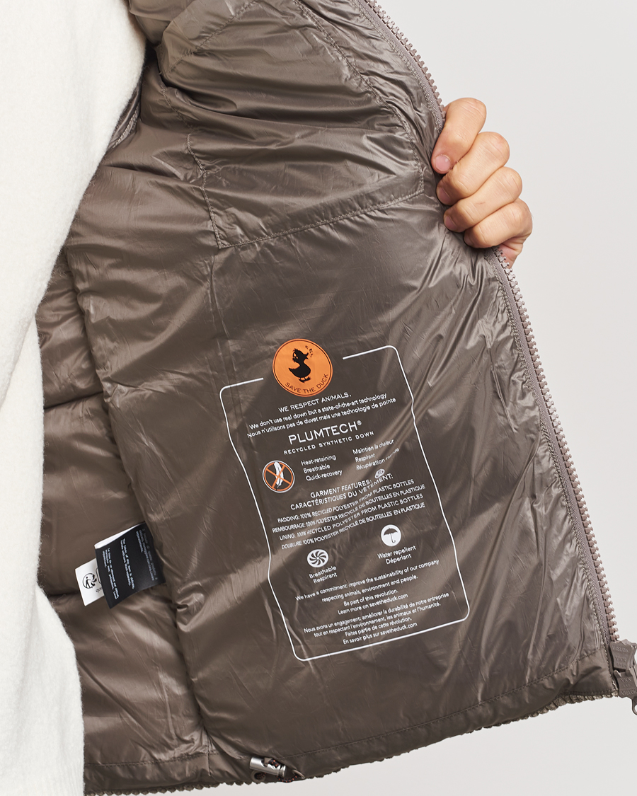 Men | Coats & Jackets | Save The Duck | Albus Cord Padded Puffer Jacket Mud Grey