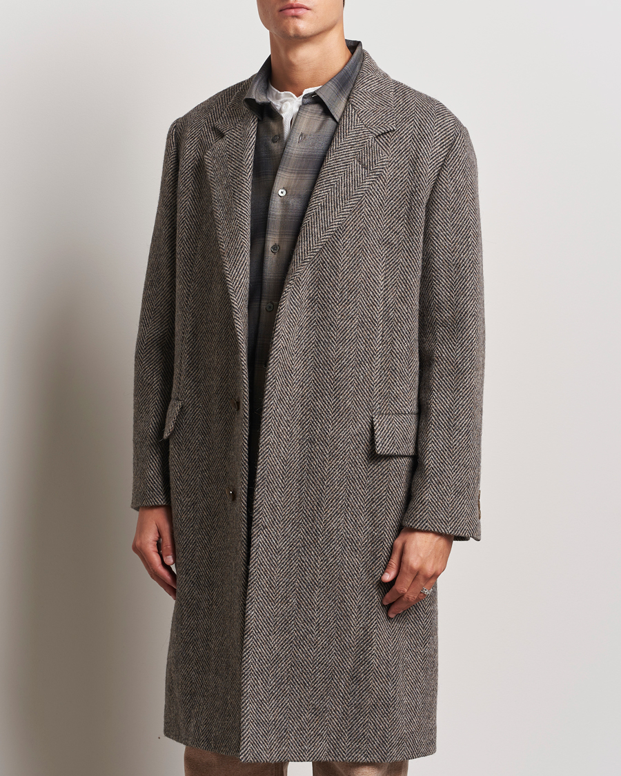 Men | Coats & Jackets | Auralee | Wool Tweed Chesterfield Coat Khaki
