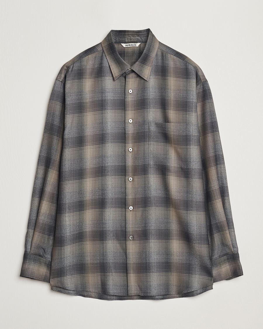Men | Shirts | Auralee | Superlight Wool Shirt Charcoal Check