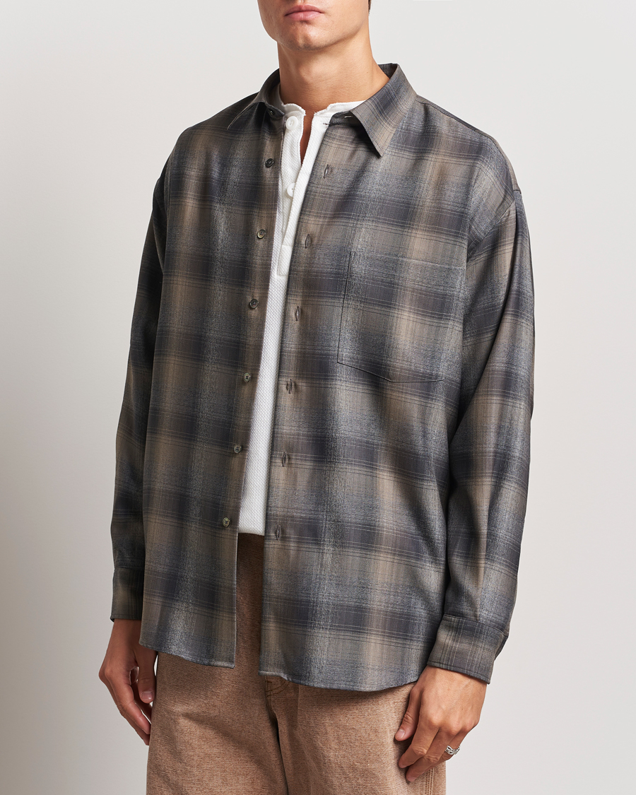 Men | Shirts | Auralee | Superlight Wool Shirt Charcoal Check