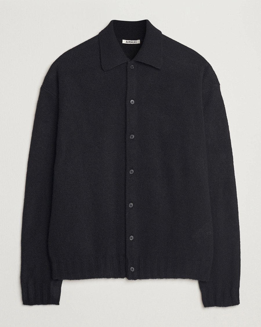Men | Sweaters & Knitwear | Auralee | Shetland Wool/Cashmere Cardigan Black