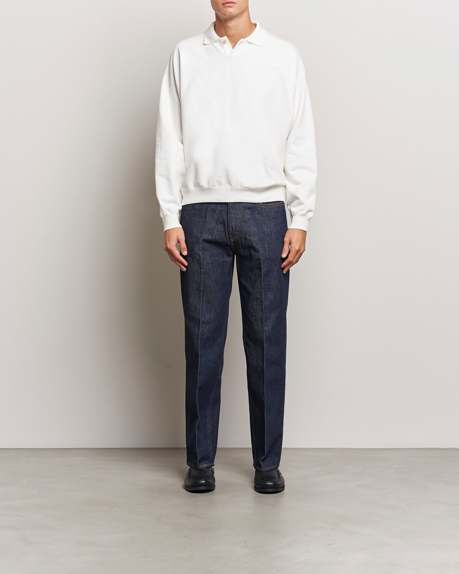 Men | Sweaters & Knitwear | Auralee | Pima Cotton Long Sleeve Polo White