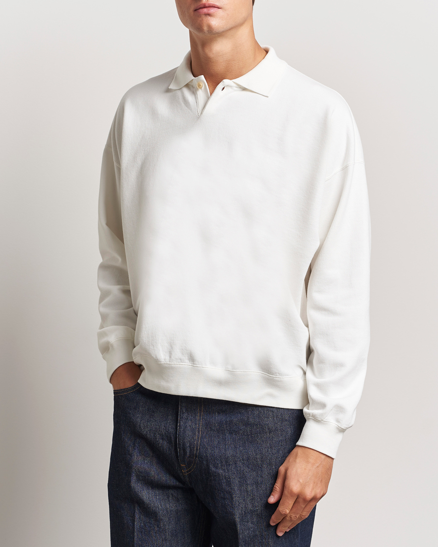 Men | Sweaters & Knitwear | Auralee | Pima Cotton Long Sleeve Polo White