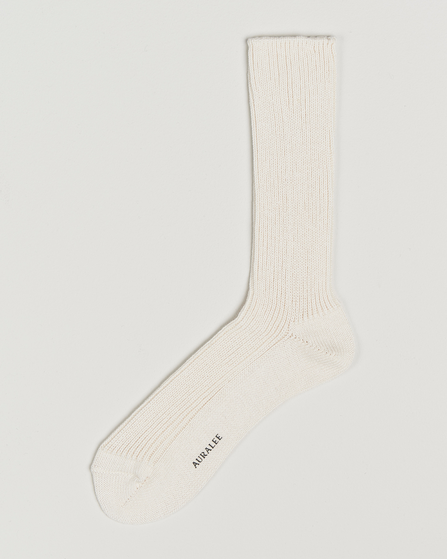 Men | Underwear & Socks | Auralee | Cotton/Cashmere Socks Ivory
