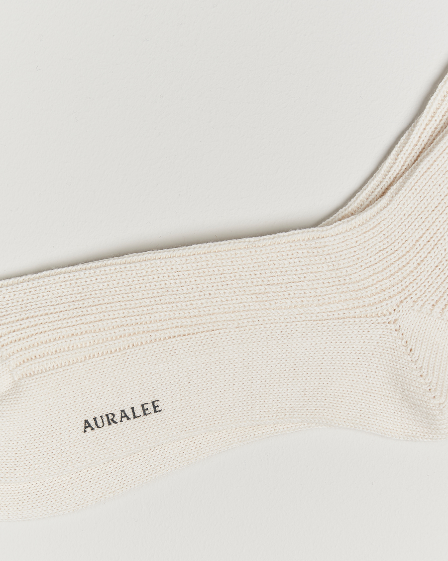 Men | Underwear & Socks | Auralee | Cotton/Cashmere Socks Ivory