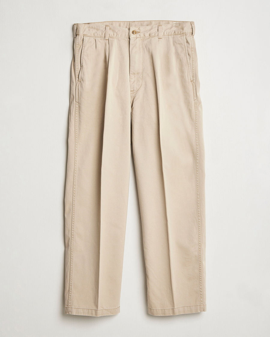 orSlow Two Tuck Wide Trousers Khaki at CareOfCarl.com